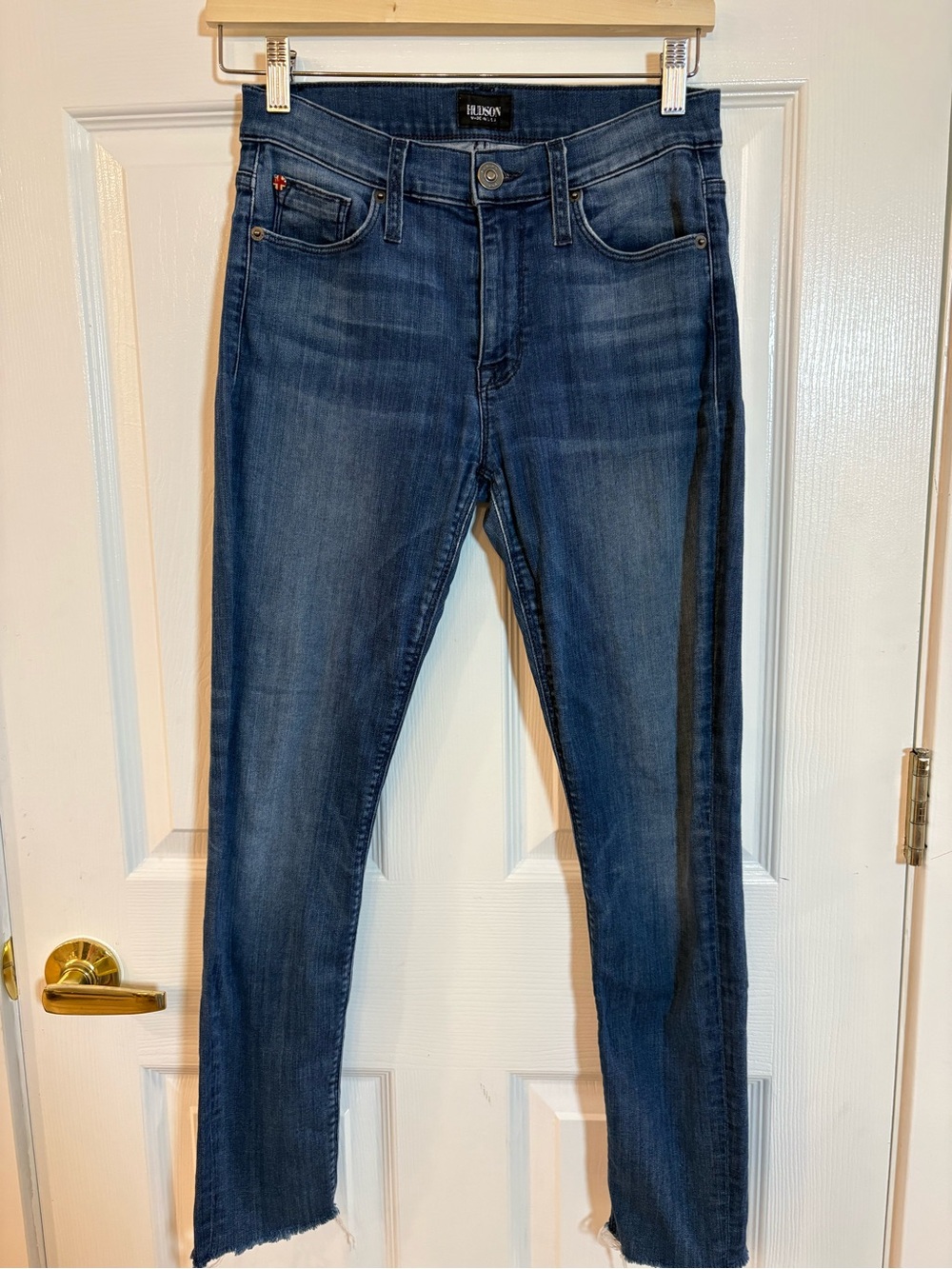 Hudson Nico Midrise Ankle Raw Hem Skinny Jeans Women’s Size 28 Made in USA